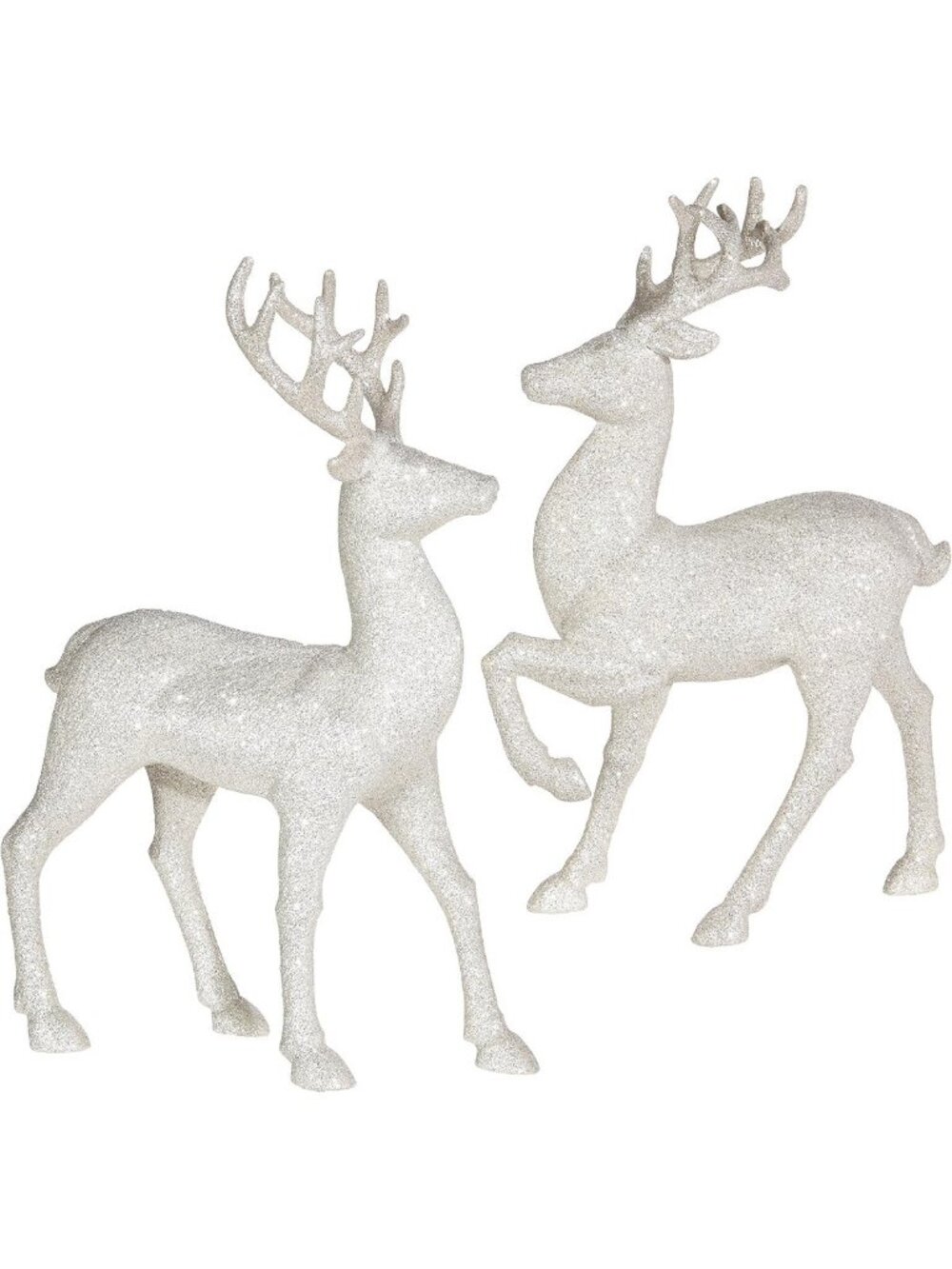 Set of 2 Glitter Holiday Reindeer Figures - 12.5 Inch Festive Home Decor